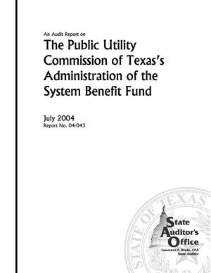 Primary view of object titled 'An Audit Report on the Public Utility Commission's Administration of the System Benefit Fund'.