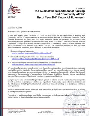 A Report on the Audit of the Department of Housing and Community Affairs' Fiscal Year 2011 Financial Statements