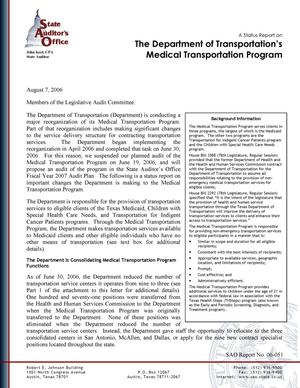 A Status Report on the Department of Transportation's Medical Transportation Program