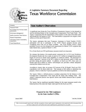 A Legislative Summary Document Regarding Texas Workforce Commission