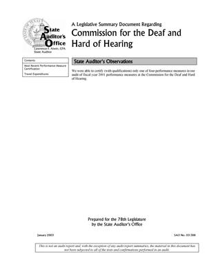 Legislative Summary Document - Commission for the Deaf and Hard of Hearing