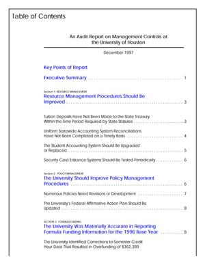 An Audit Report on Management Controls at the University of Houston