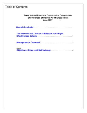 Tx. Natural Resource Conservation Commission - Effectiveness of Internal Audit Engagement