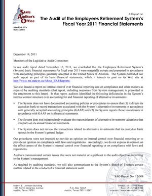 Primary view of object titled 'A Report on the Audit of the Employees Retirement System's Fiscal Year 2011 Financial Statements'.