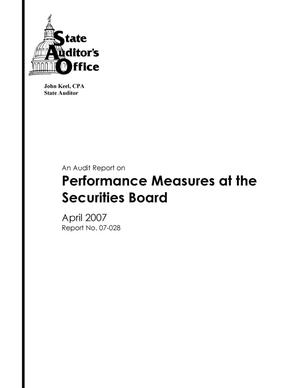 An Audit Report on Performance Measures at the Securities Board