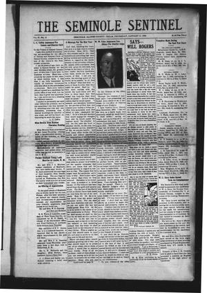 Primary view of object titled 'The Seminole Sentinel (Seminole, Tex.), Vol. 27, No. 45, Ed. 1 Thursday, January 11, 1934'.