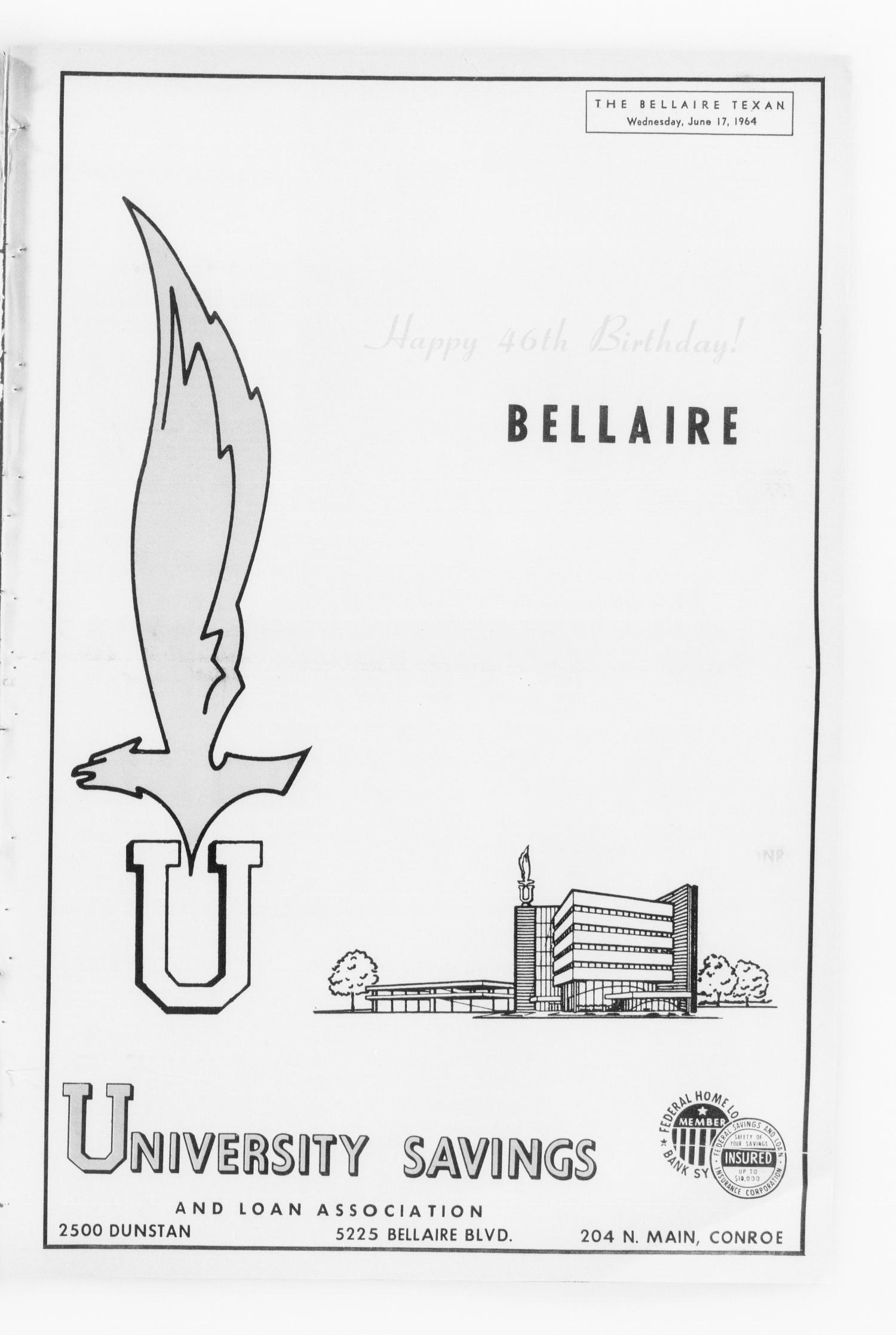 The Bellaire Texan (Bellaire, Tex.), Vol. 11, No. 16, Ed. 1 Wednesday, June 17, 1964
                                                
                                                    [Sequence #]: 65 of 71
                                                