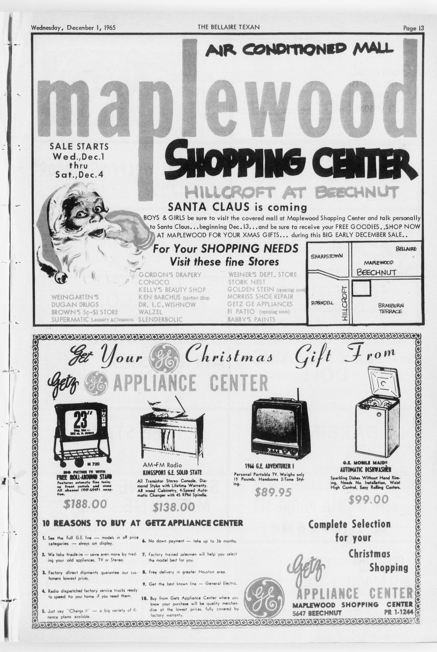 The Bellaire & Southwestern Texan (Bellaire, Tex.), Vol. 12, No. 39, Ed. 1 Wednesday, December 1, 1965
                                                
                                                    [Sequence #]: 13 of 82
                                                