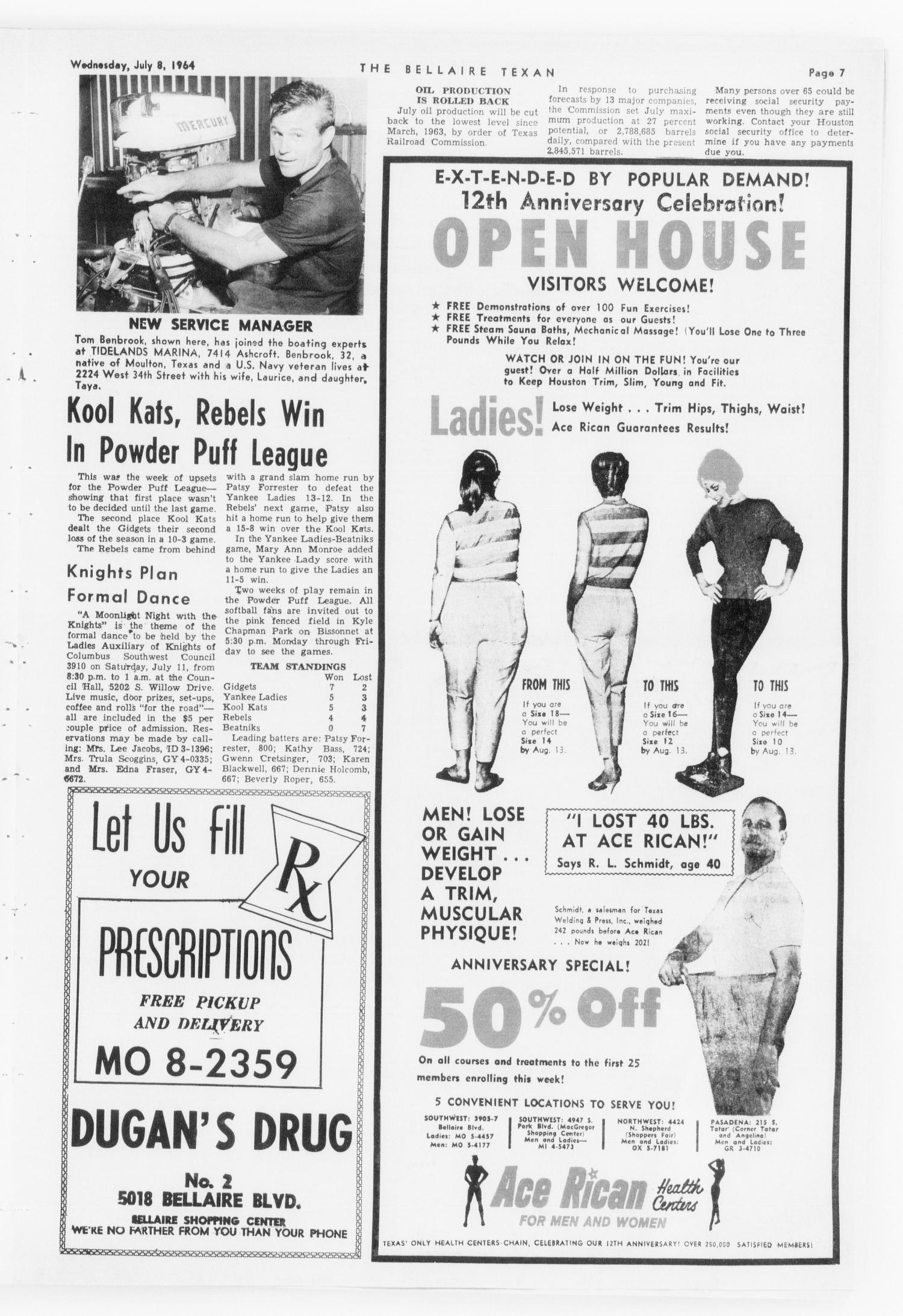 The Bellaire Texan (Bellaire, Tex.), Vol. 11, No. 18, Ed. 1 Wednesday, July 8, 1964
                                                
                                                    [Sequence #]: 7 of 24
                                                