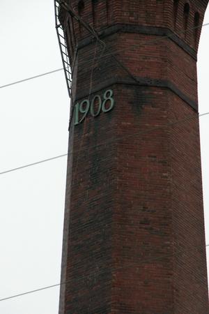 Red-brick smokestack of the Texas Pacific Coal and Oil Company, detail