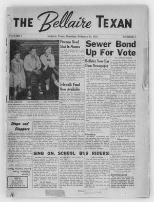 The Bellaire Texan (Bellaire, Tex.), Vol. 1, No. 1, Ed. 1 Thursday, February 18, 1954