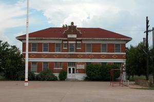 Primary view of object titled 'Former T & P Railway Depot, now Baird Chamber of Commerce'.