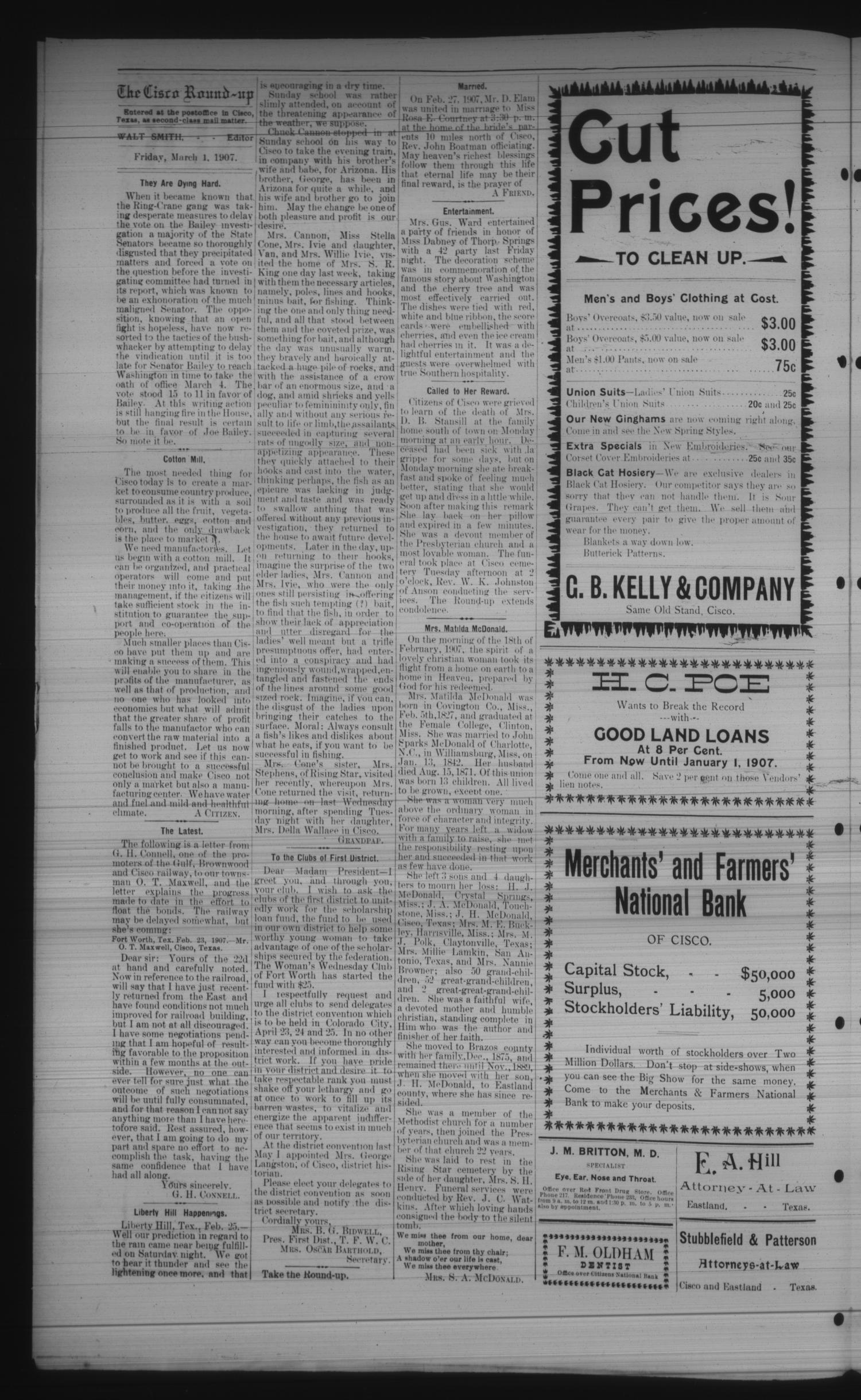 Cisco Round-up (Cisco, Tex.), Ed. 1 Friday, March 1, 1907
                                                
                                                    [Sequence #]: 4 of 8
                                                