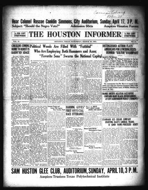 Primary view of object titled 'The Houston Informer (Houston, Tex.), Vol. 2, No. 45, Ed. 1 Saturday, March 26, 1921'.