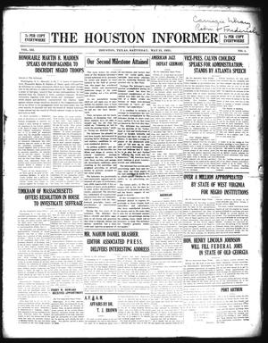 Primary view of object titled 'The Houston Informer (Houston, Tex.), Vol. 3, No. 1, Ed. 1 Saturday, May 21, 1921'.