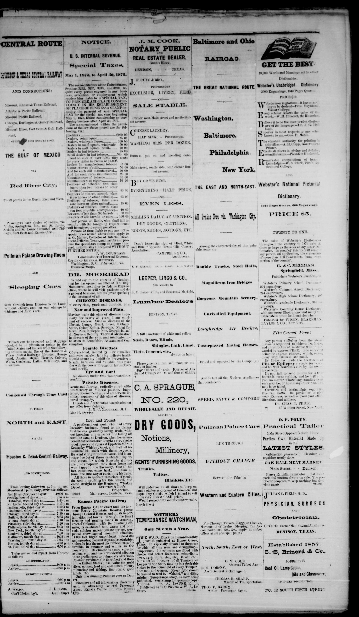 Denison Daily Cresset. (Denison, Tex.), Vol. 1, No. 255, Ed. 1 Thursday, May 13, 1875
                                                
                                                    [Sequence #]: 3 of 4
                                                
