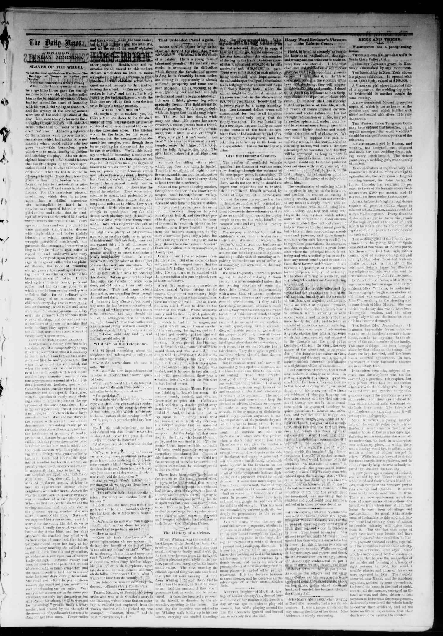 Denison Daily News. (Denison, Tex.), Vol. 5, No. 288, Ed. 1 Sunday, February 3, 1878
                                                
                                                    [Sequence #]: 3 of 8
                                                