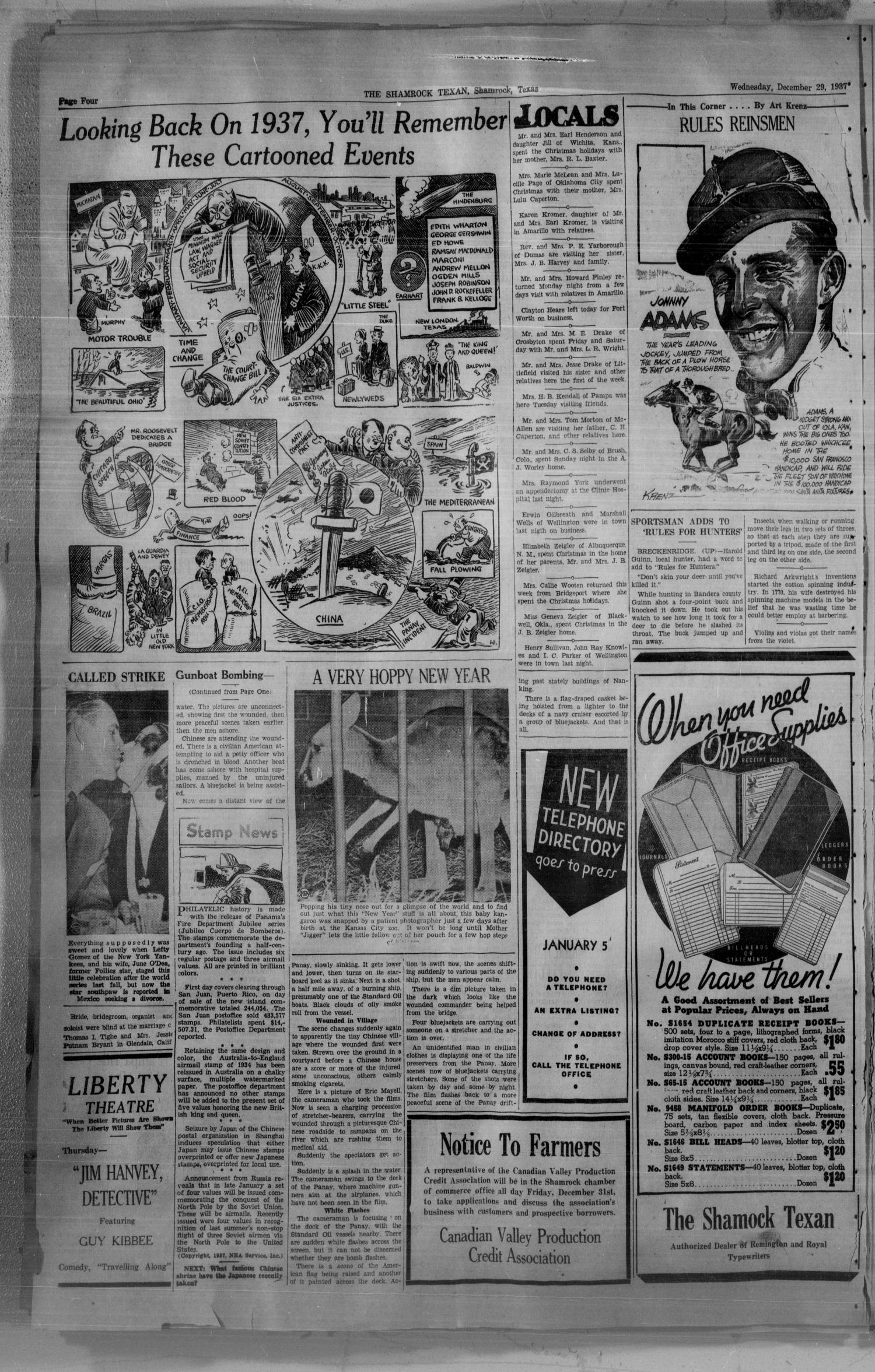 The Shamrock Texan (Shamrock, Tex.), Vol. 34, No. 197, Ed. 1 Wednesday, December 29, 1937
                                                
                                                    [Sequence #]: 4 of 4
                                                
