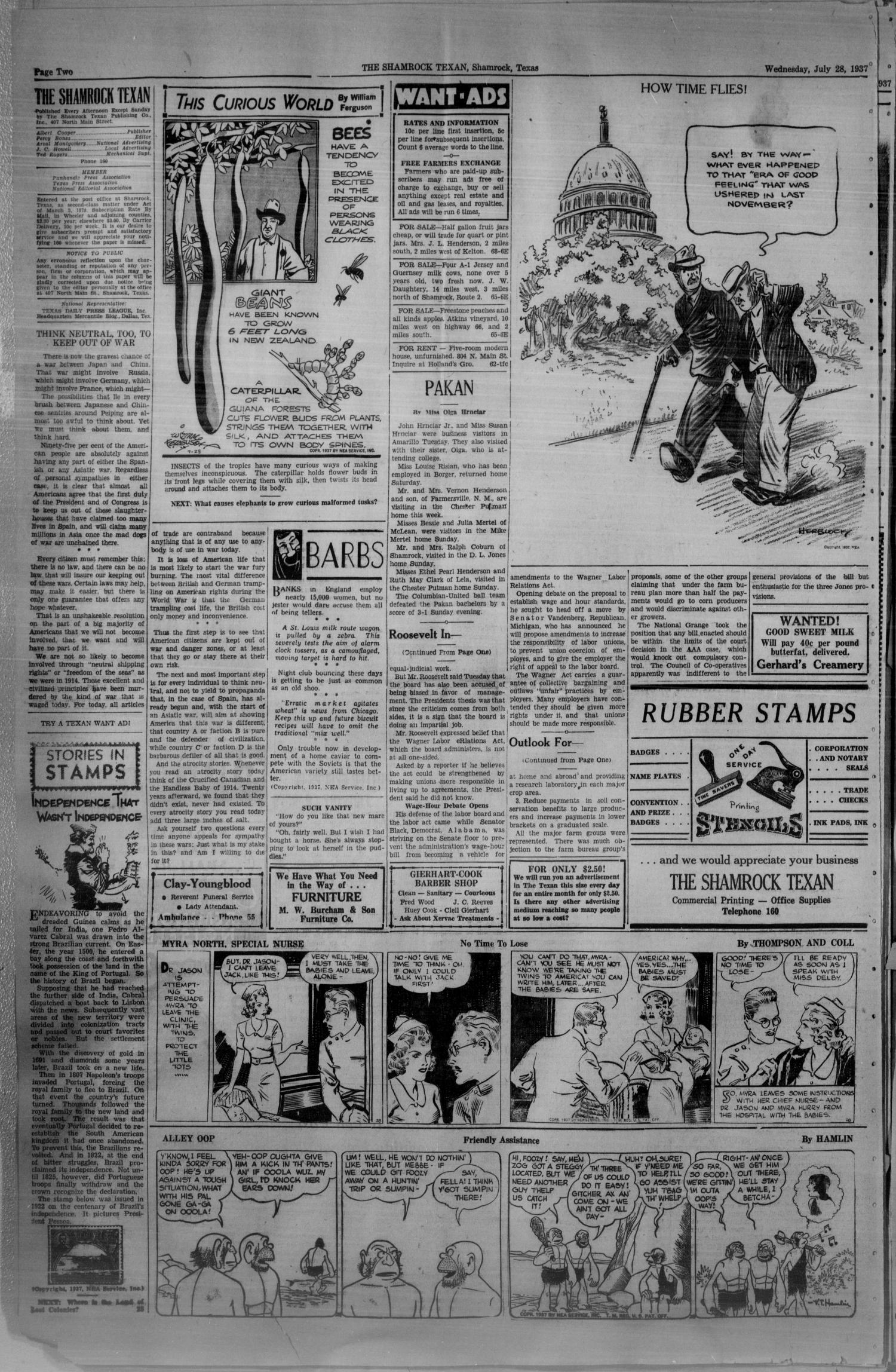 The Shamrock Texan (Shamrock, Tex.), Vol. 34, No. 68, Ed. 1 Wednesday, July 28, 1937
                                                
                                                    [Sequence #]: 2 of 4
                                                