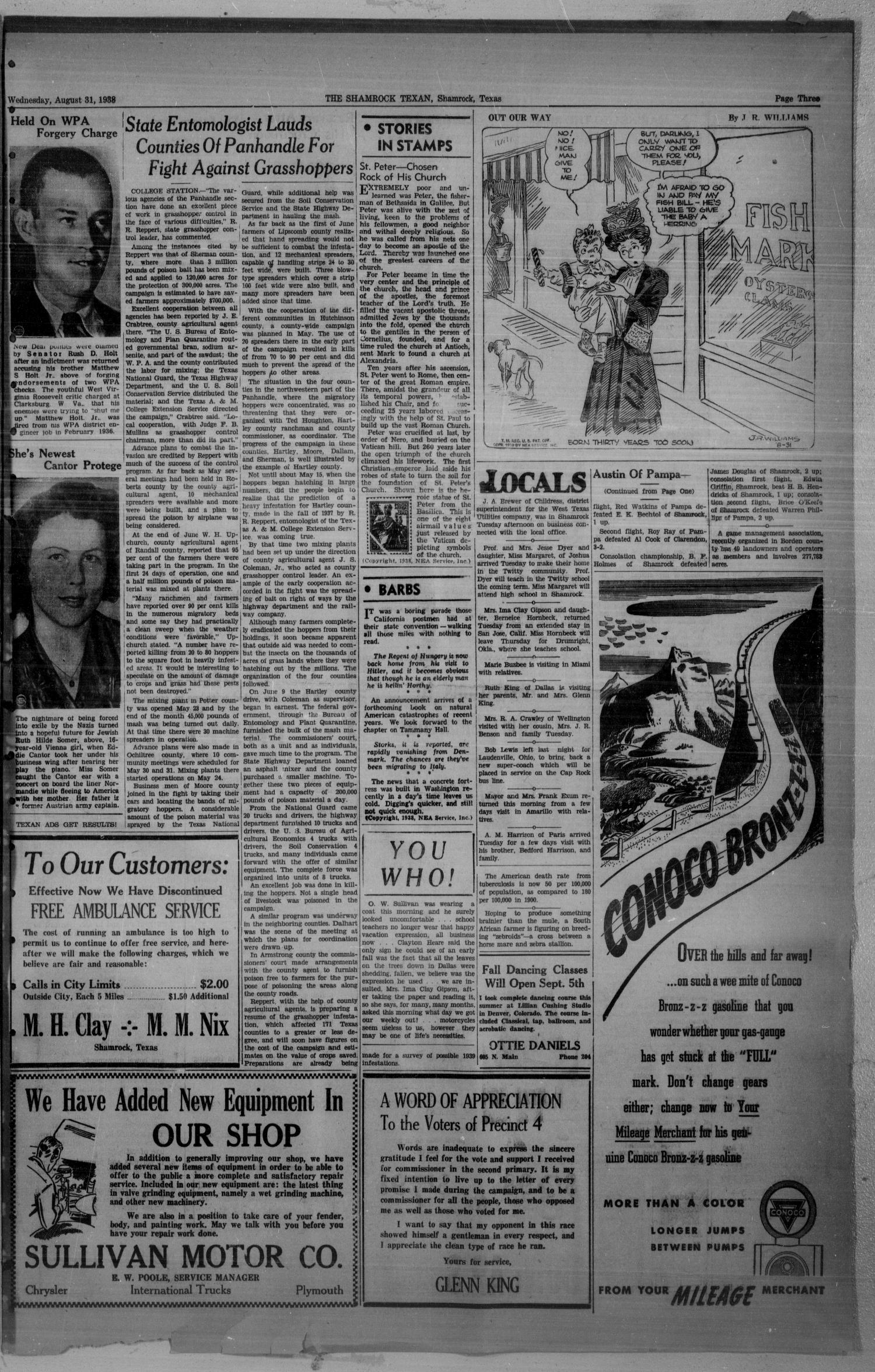 The Shamrock Texan (Shamrock, Tex.), Vol. 35, No. 97, Ed. 1 Wednesday, August 31, 1938
                                                
                                                    [Sequence #]: 3 of 4
                                                