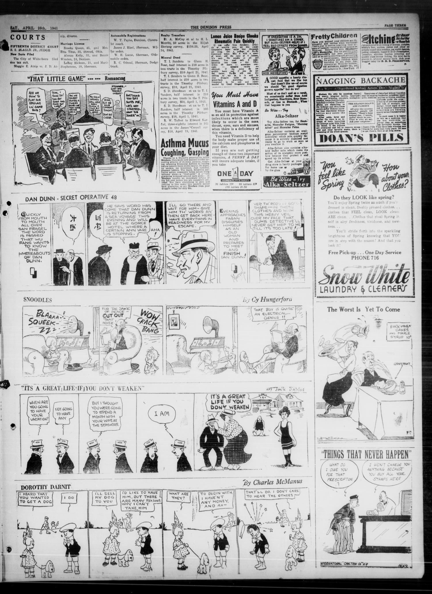 The Denison Press (Denison, Tex.), Vol. 7, No. 258, Ed. 1 Saturday, April 26, 1941
                                                
                                                    [Sequence #]: 3 of 4
                                                