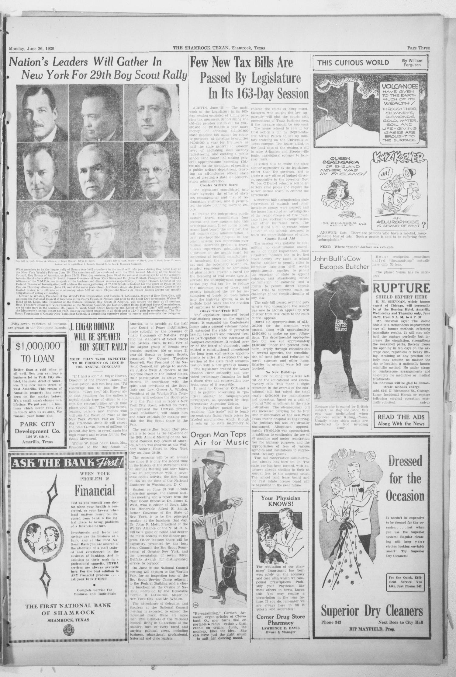The Shamrock Texan (Shamrock, Tex.), Vol. 36, No. 14, Ed. 1 Monday, June 26, 1939
                                                
                                                    [Sequence #]: 3 of 8
                                                