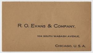 Primary view of object titled '[R. O. Evans & Company Envelope]'.