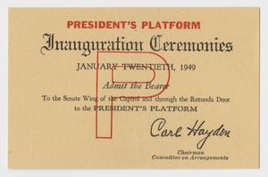 Primary view of object titled '[1949 Inauguration Ticket]'.