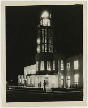 [Photograph of Illuminated Control Tower]