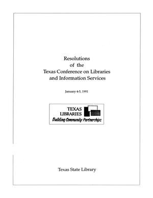 Primary view of object titled 'Resolutions of the Texas Conference on Libraries and Information Services'.