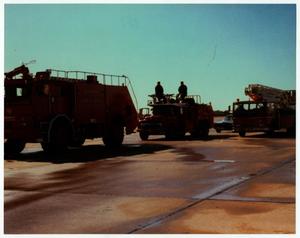 Primary view of object titled '[Fire Trucks Waiting at Love Field]'.