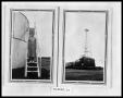 Photograph: Oil Derrick and Tank; Woman on Oil Well