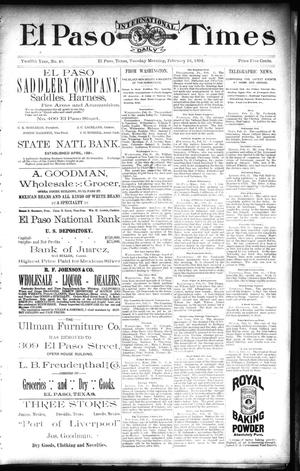 El Paso International Daily Times (El Paso, Tex.), Vol. 12, No. 40, Ed. 1 Tuesday, February 16, 1892
