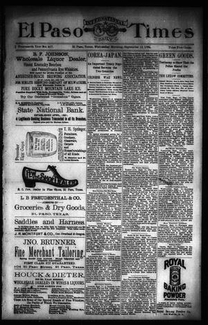 El Paso International Daily Times (El Paso, Tex.), Vol. 14, No. 217, Ed. 1 Wednesday, September 12, 1894