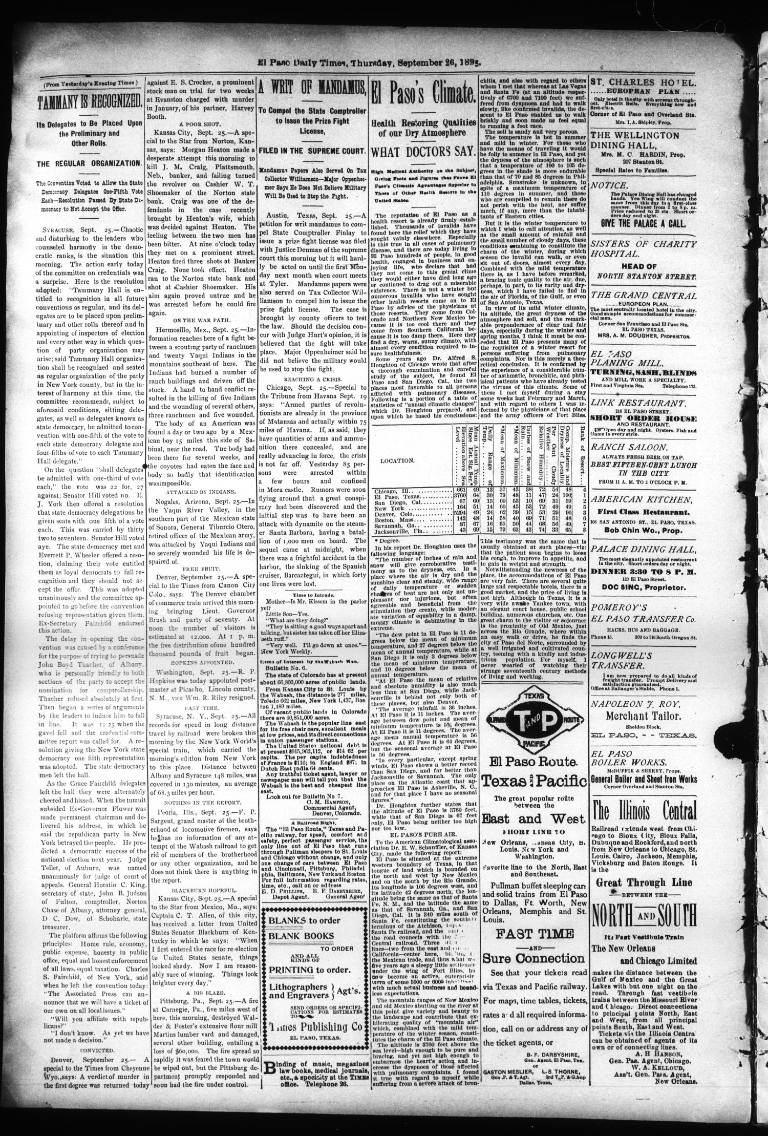 El Paso International Daily Times (El Paso, Tex.), Vol. Fifteenth Year, No. 229, Ed. 1 Thursday, September 26, 1895
                                                
                                                    [Sequence #]: 4 of 4
                                                