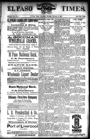 El Paso International Daily Times. (El Paso, Tex.), Vol. ELEVENTH YEAR, No. 41, Ed. 1 Wednesday, February 18, 1891