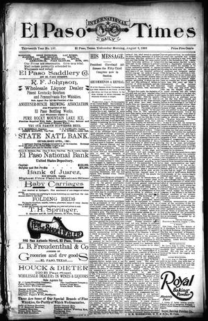 El Paso International Daily Times (El Paso, Tex.), Vol. 13, No. 187, Ed. 1 Wednesday, August 9, 1893