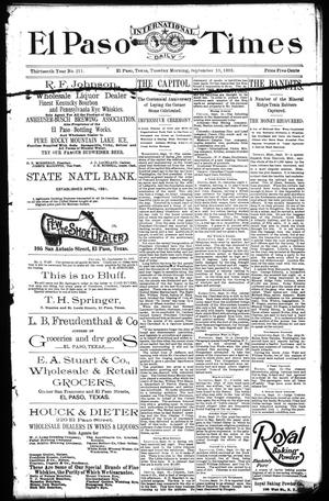 El Paso International Daily Times (El Paso, Tex.), Vol. 13, No. 211, Ed. 1 Tuesday, September 19, 1893