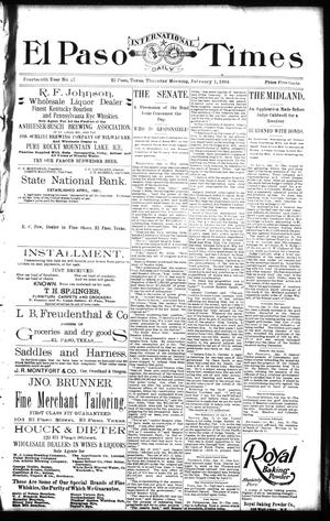 El Paso International Daily Times (El Paso, Tex.), Vol. 14, No. 27, Ed. 1 Thursday, February 1, 1894