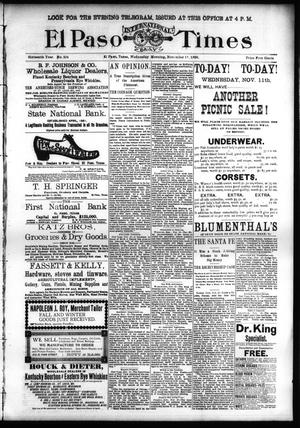 El Paso International Daily Times (El Paso, Tex.), Vol. SIXTEENTH YEAR, No. 274, Ed. 1 Wednesday, November 11, 1896