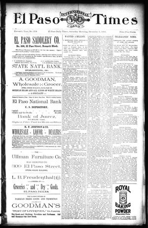 El Paso International Daily Times (El Paso, Tex.), Vol. 11, No. 276, Ed. 1 Saturday, December 5, 1891