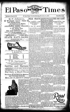El Paso International Daily Times (El Paso, Tex.), Vol. 13, No. 273, Ed. 1 Thursday, November 30, 1893