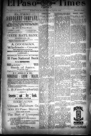 El Paso International Daily Times (El Paso, Tex.), Vol. 12, No. 96, Ed. 1 Saturday, April 23, 1892
