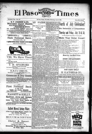 El Paso International Daily Times (El Paso, Tex.), Vol. SIXTEENTH YEAR, No. 160, Ed. 1 Thursday, July 2, 1896