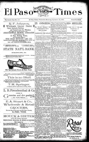 El Paso International Daily Times (El Paso, Tex.), Vol. 13, No. 218, Ed. 1 Wednesday, September 27, 1893