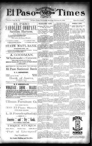 El Paso International Daily Times (El Paso, Tex.), Vol. 12, No. 35, Ed. 1 Wednesday, February 10, 1892
