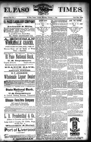 El Paso International Daily Times. (El Paso, Tex.), Vol. ELEVENTH YEAR, No. 40, Ed. 1 Tuesday, February 17, 1891