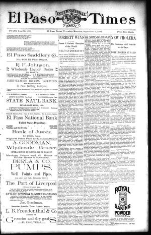 El Paso International Daily Times (El Paso, Tex.), Vol. 12, No. 209, Ed. 1 Thursday, September 8, 1892