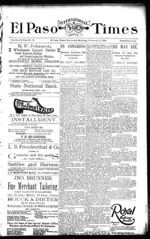 El Paso International Daily Times (El Paso, Tex.), Vol. 14, No. 38, Ed. 1 Wednesday, February 14, 1894