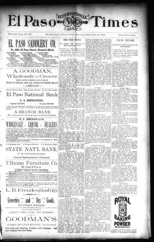 El Paso International Daily Times (El Paso, Tex.), Vol. 11, No. 217, Ed. 1 Friday, September 25, 1891
